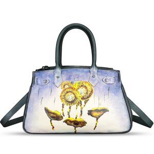 4870 Leather Satchel Hand Painted Leather Handbag Top Handle Bag Handmade